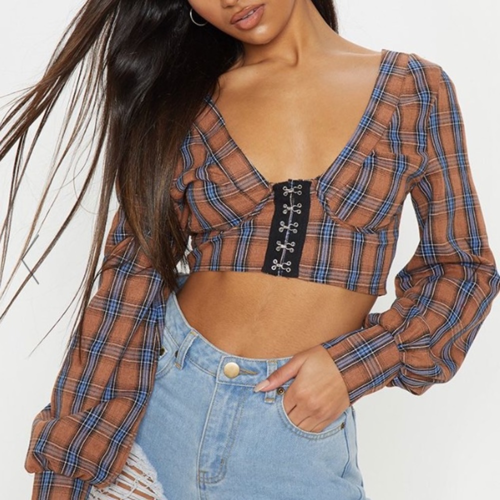 Pretty Little Thing Plaid Crop Top
